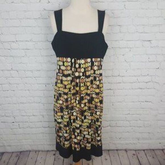 ELIZA J 𝅺sleeveless dress yellow black tan 8 M - Picture 1 of 6